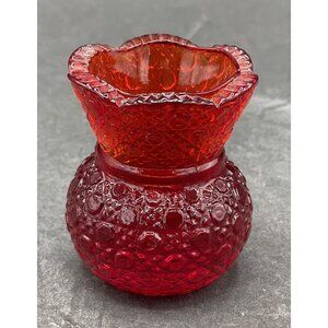 Vintage Amberina Ruby Red Toothpick Holder Pressed Glass